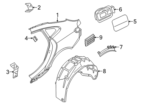 2023 BMW 228i Gran Coupe Quarter Panel & Components Diagram