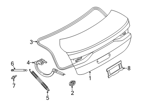 2021 BMW 228i Gran Coupe Trunk Lid & Components Diagram