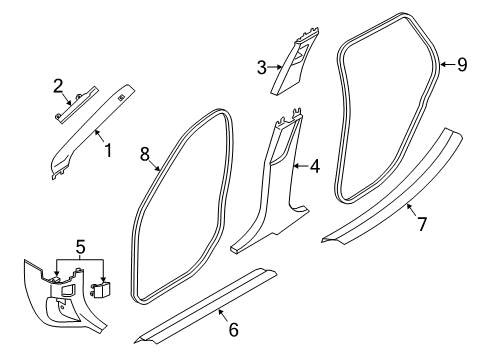 2022 BMW X1 Interior Trim - Pillars Diagram