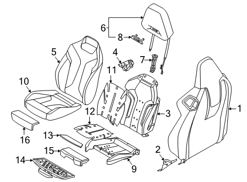 2023 BMW M8 Coupe & Convertible Front Seat Components Diagram 1