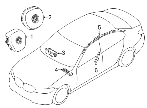 2022 BMW 330e xDrive Air Bag Components Diagram 1