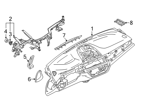 2021 BMW 530e Cluster & Switches, Instrument Panel Diagram 1