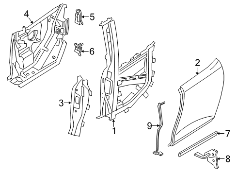 2021 BMW i3s Door & Components, Exterior Trim Diagram 2