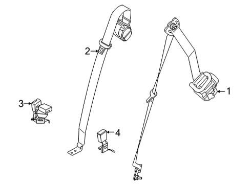 2023 BMW X6 M Rear Seat Belts Diagram