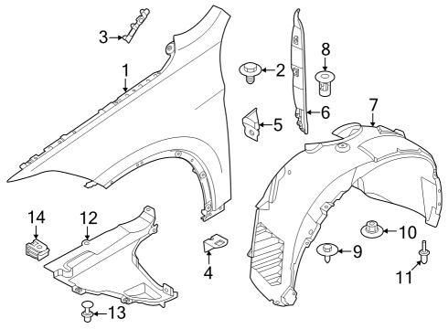 2024 BMW X1 WHEEL ARCH COVER RIGHT FRONT Diagram for 51719465700