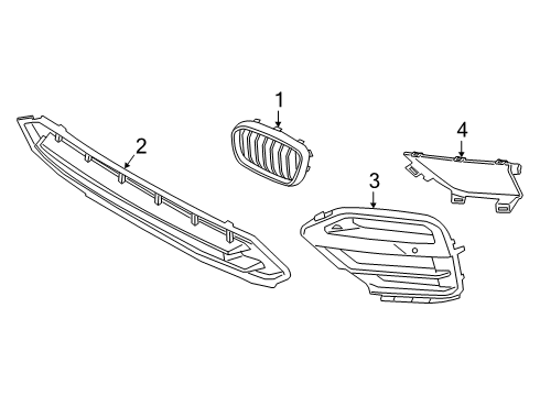 2021 BMW X4 M Grille & Components Diagram 3