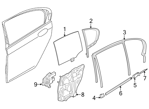 2024 BMW 750e xDrive Glass - Rear Door Diagram