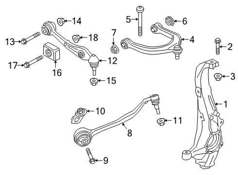 2022 BMW X5 Front Suspension, Lower Control Arm, Upper Control Arm, Ride Control, Stabilizer Bar, Suspension Components Diagram 2