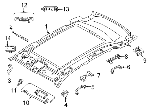 2021 BMW X5 M HEADLINING PANORAMIC ROOF Diagram for 51445A6B381