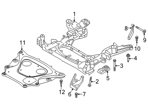 2021 BMW X6 M Front Suspension, Lower Control Arm, Upper Control Arm, Ride Control, Stabilizer Bar, Suspension Components Diagram 1