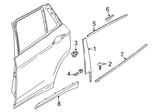 2022 BMW X1 Exterior Trim - Rear Door Diagram