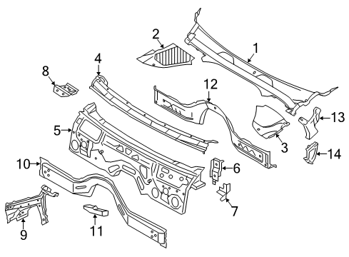 2023 BMW 530i Cowl Diagram