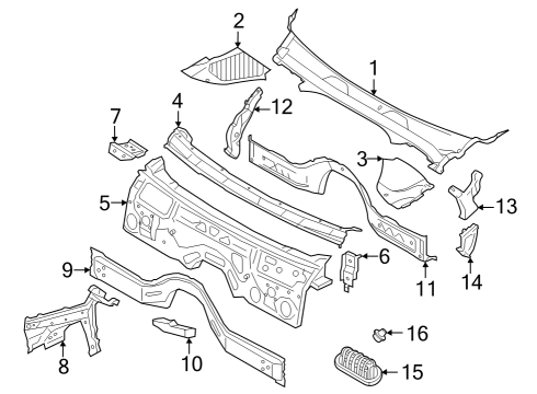 2024 BMW 430i xDrive Gran Coupe Cowl Diagram