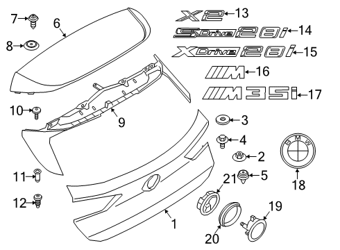 2023 BMW X2 Exterior Trim - Lift Gate Diagram