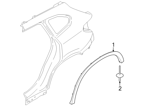 2023 BMW X1 WHEEL ARCH TRIM RIGHT REAR Diagram for 51775A01688