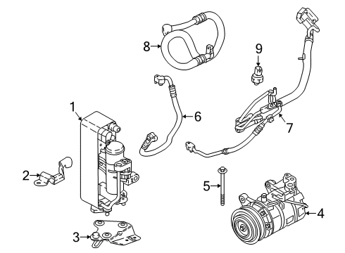 2021 BMW 230i A/C Condenser, Compressor & Lines Diagram