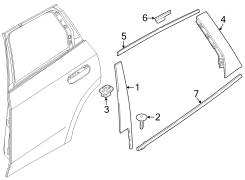 2024 BMW X1 Exterior Trim - Rear Door Diagram