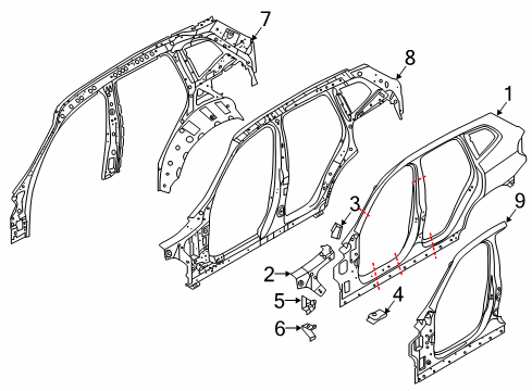 2023 BMW X3 M Hinge Pillar, Uniside Diagram