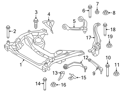 2022 BMW 530i Front Suspension, Ride Control, Stabilizer Bar, Upper Control Arm, Suspension Components Diagram 1