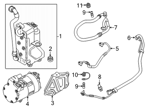 2021 BMW X5 M Condenser, Compressor & Lines Diagram 1