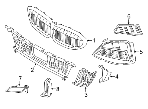 2021 BMW M340i xDrive Grille & Components Diagram