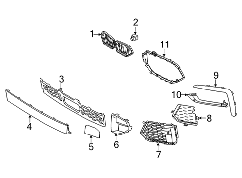 2021 BMW X6 M Grille & Components Diagram 1