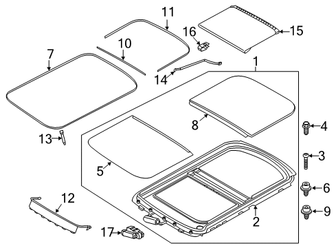 Seal, Panorama Sunroof Diagram for 54109813474