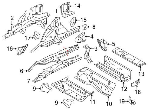 2021 BMW 230i Rear Floor & Rails Diagram 1