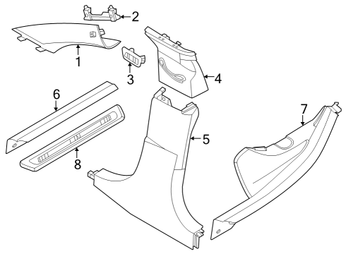 2022 BMW i4 Interior Trim - Pillars Diagram