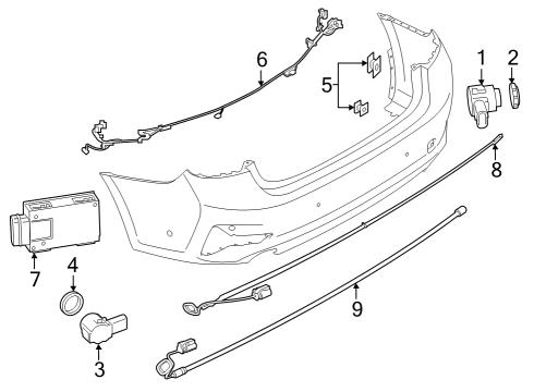 2021 BMW M340i xDrive Electrical Components - Rear Bumper Diagram