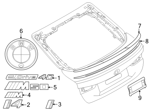 2022 BMW i4 PRIMED REAR SPOILER Diagram for 51625A12205