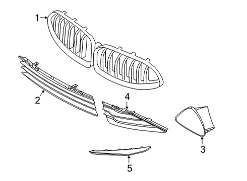 2022 BMW 840i Gran Coupe Grille & Components Diagram 2