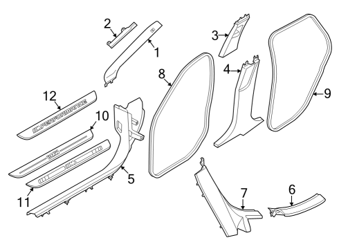 2023 BMW X1 A-PILLAR TRIM PANEL LEFT Diagram for 51439462311