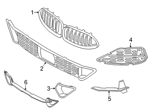 2024 BMW 840i Gran Coupe Grille & Components Diagram