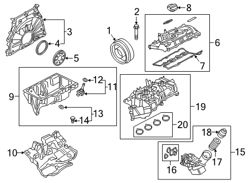 2022 BMW X4 Engine Parts, Mounts, Cylinder Head & Valves, Camshaft & Timing, Variable Valve Timing, Oil Pan, Oil Pump, Balance Shafts, Crankshaft & Bearings, Pistons, Rings & Bearings Diagram 1