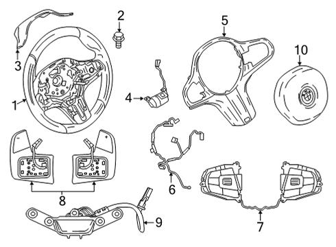 2023 BMW 840i xDrive Gran Coupe Steering Wheel & Trim Diagram