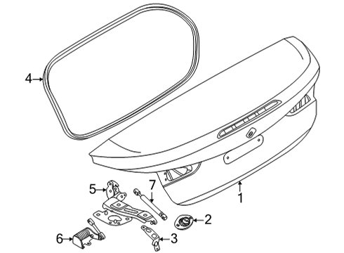 2022 BMW M440i Trunk Lid & Components Diagram 1