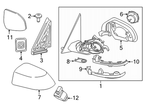 2021 BMW X3 M Outside Mirrors Diagram 1