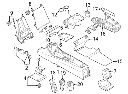 2023 BMW X1 COVER CENTRE CONSOLE, REAR Diagram for 51165A21B88