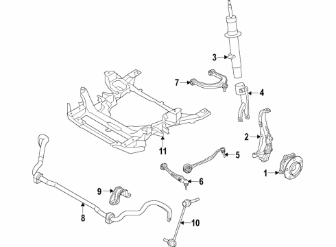 2022 BMW X7 Front Suspension, Lower Control Arm, Upper Control Arm, Ride Control, Stabilizer Bar, Suspension Components Diagram 4