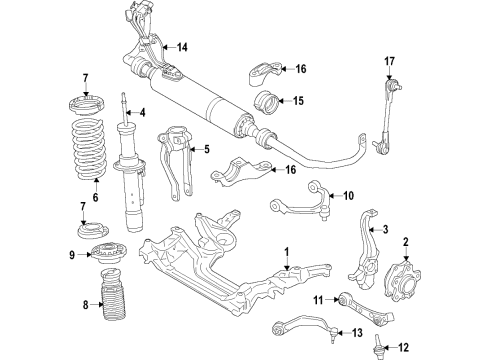 2021 BMW M8 Front Suspension Components, Lower Control Arm, Upper Control Arm, Ride Control, Stabilizer Bar Diagram 2