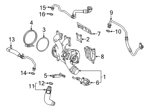 2023 BMW 540i xDrive Turbocharger & Components Diagram