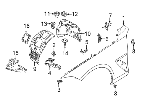 2024 BMW M8 Coupe & Convertible Fender & Components Diagram