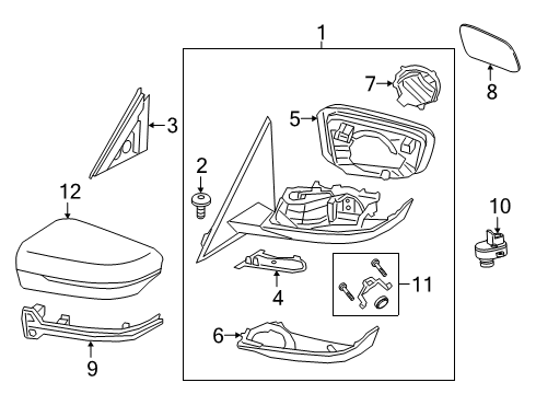 2021 BMW 330e xDrive Outside Mirrors Diagram