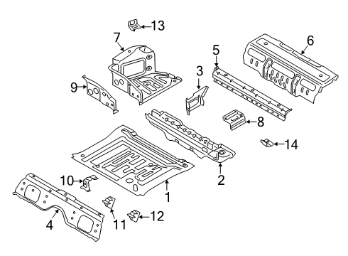 2021 BMW M850i xDrive Rear Floor & Rails Diagram 1