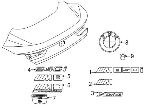 2023 BMW M8 Coupe & Convertible Exterior Trim - Trunk Diagram 1