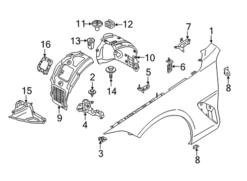 2024 BMW M8 Fender & Components Diagram