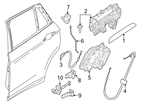 2023 BMW X1 OPERATING ROD REAR DOOR RIGH Diagram for 51229879342