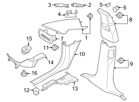 2024 BMW iX Interior Trim - Pillars Diagram