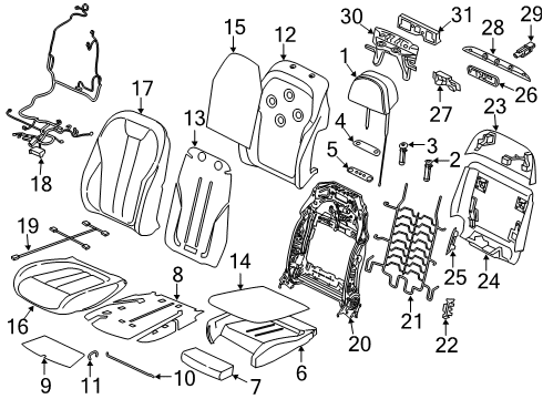 2022 BMW X5 Front Seat Components Diagram 3